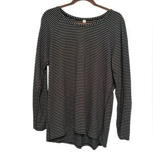 Lululemon Size 12 Pima Cotton Charcoal Gray Striped Long Sleeve Shirt Athleisure